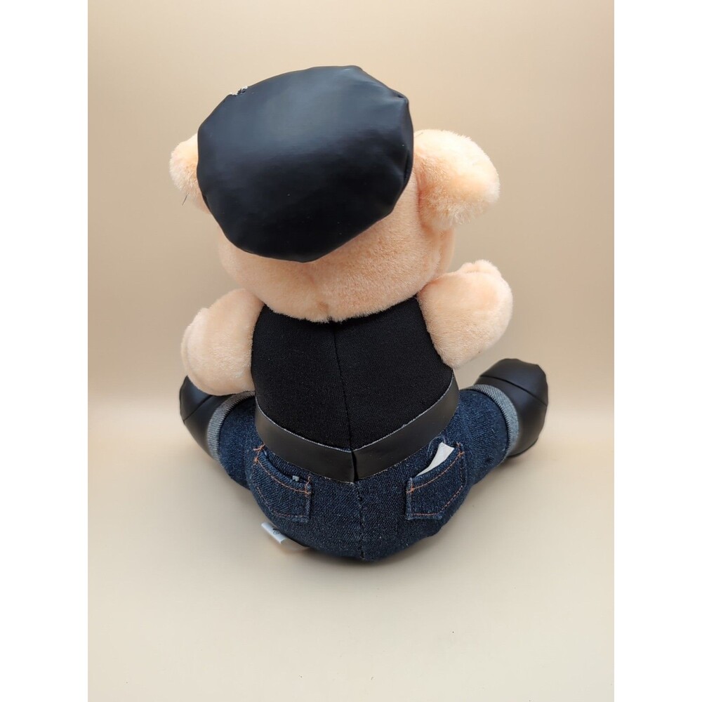 Vintage Harley Davidson Plush Pig Hog Biker Stuffed Animal Hat Denim Jeans Vest - Picture 3 of 7